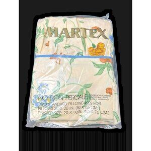 Vintage Martex 2 STD Pillowcases Ruffle No Iron Percale NOS in Package 26 x 20